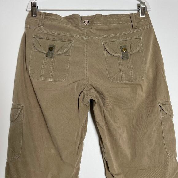 KUHL Vintage Patina Dye Splash Roll-Up Cargo Pants SIZE 8 Tan Hiking Travel - Picture 11 of 13